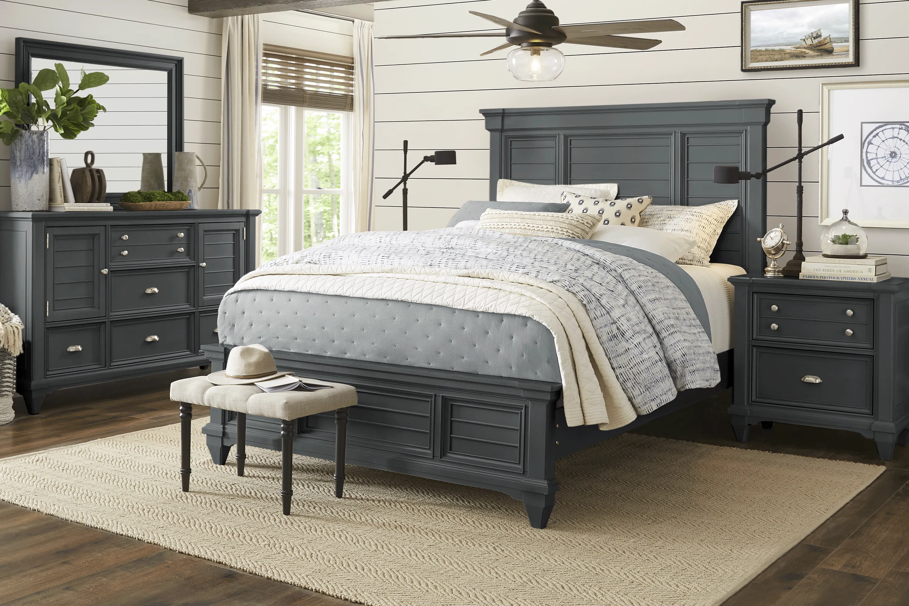 Hilton Head Graphite 7 Pc King Panel Bedroom - Thumbnail - Image 1
