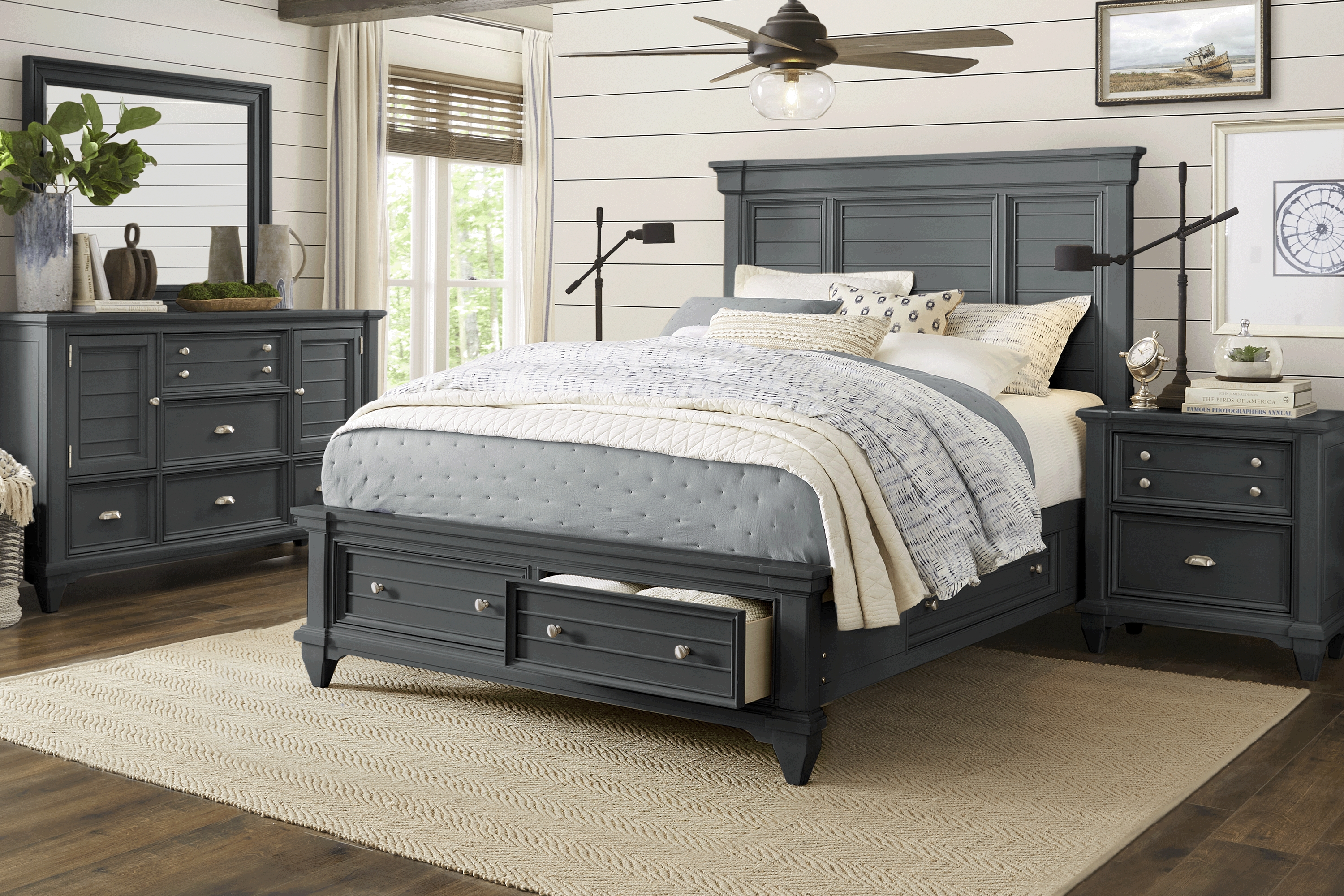 Hilton Head Graphite 7 Pc King Storage Bedroom - Thumbnail - Image 1