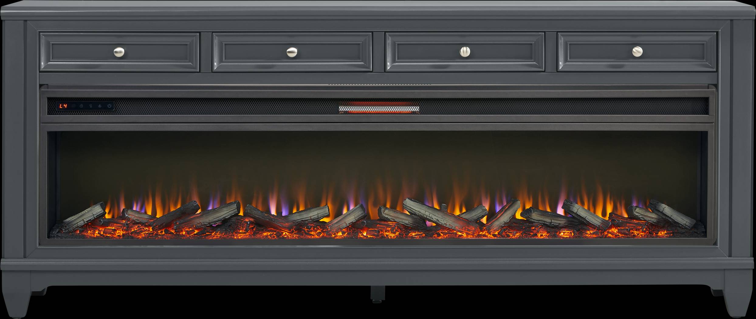 Hilton Head Graphite 80 in. Console with Electric Log Fireplace - Thumbnail - Image 1