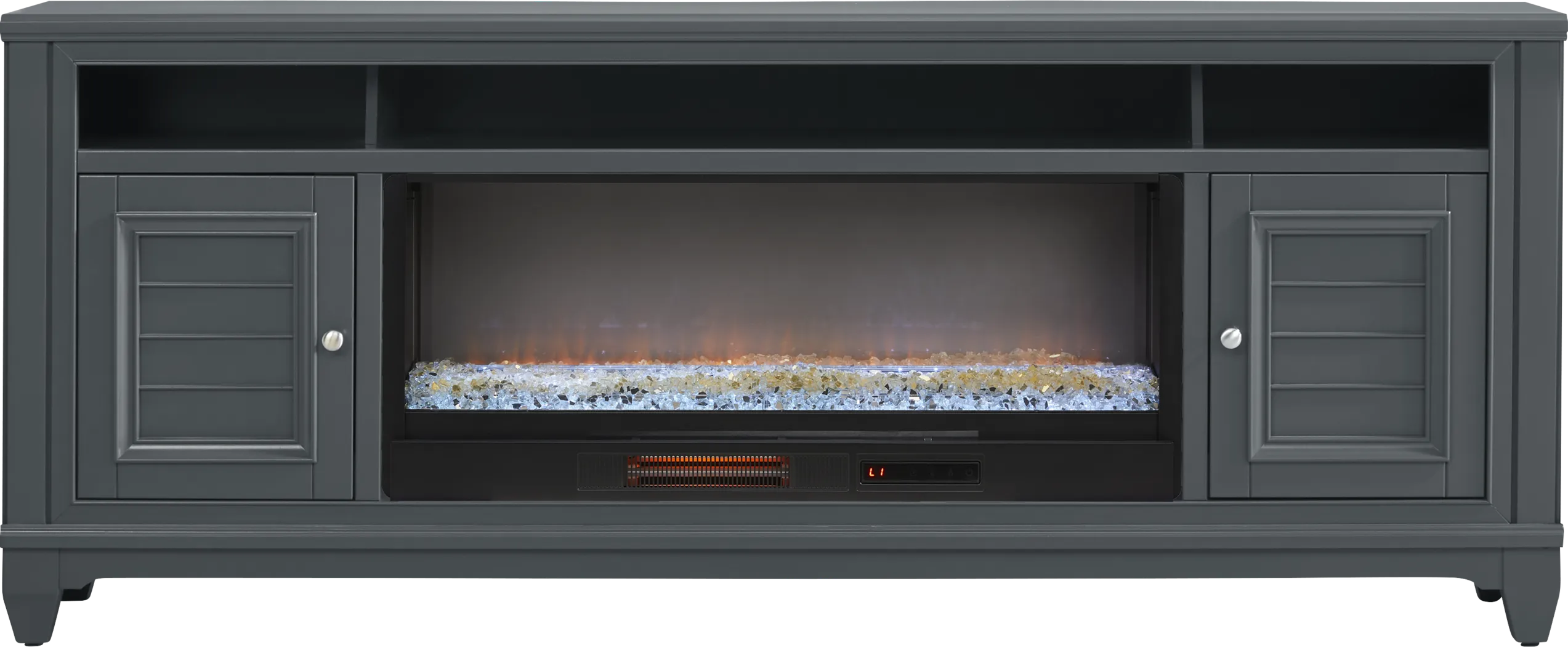 Hilton Head Graphite 82 in. Console with Electric Fireplace - Thumbnail - Image 1