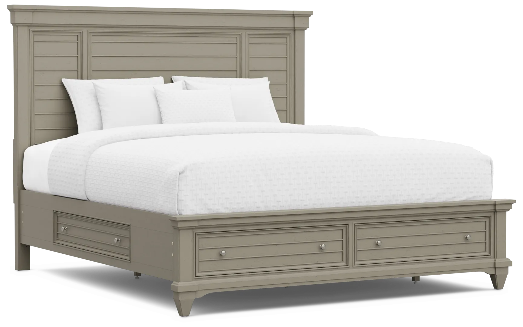 gray 3 pc king panel bed with storage