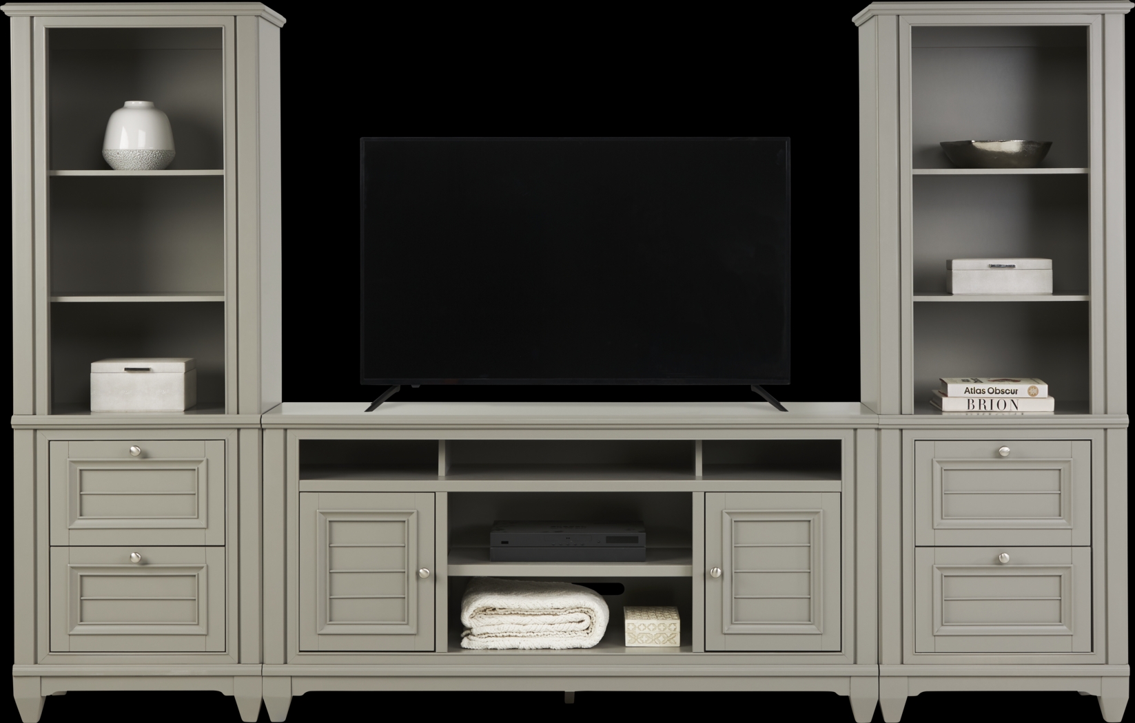 Hilton Head Gray 3 Pc Wall Unit with 66 in. Console - Thumbnail - Image 2