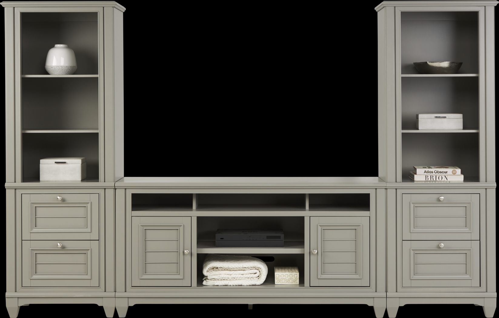 Hilton Head Gray 3 Pc Wall Unit with 66 in. Console - Thumbnail - Image 1