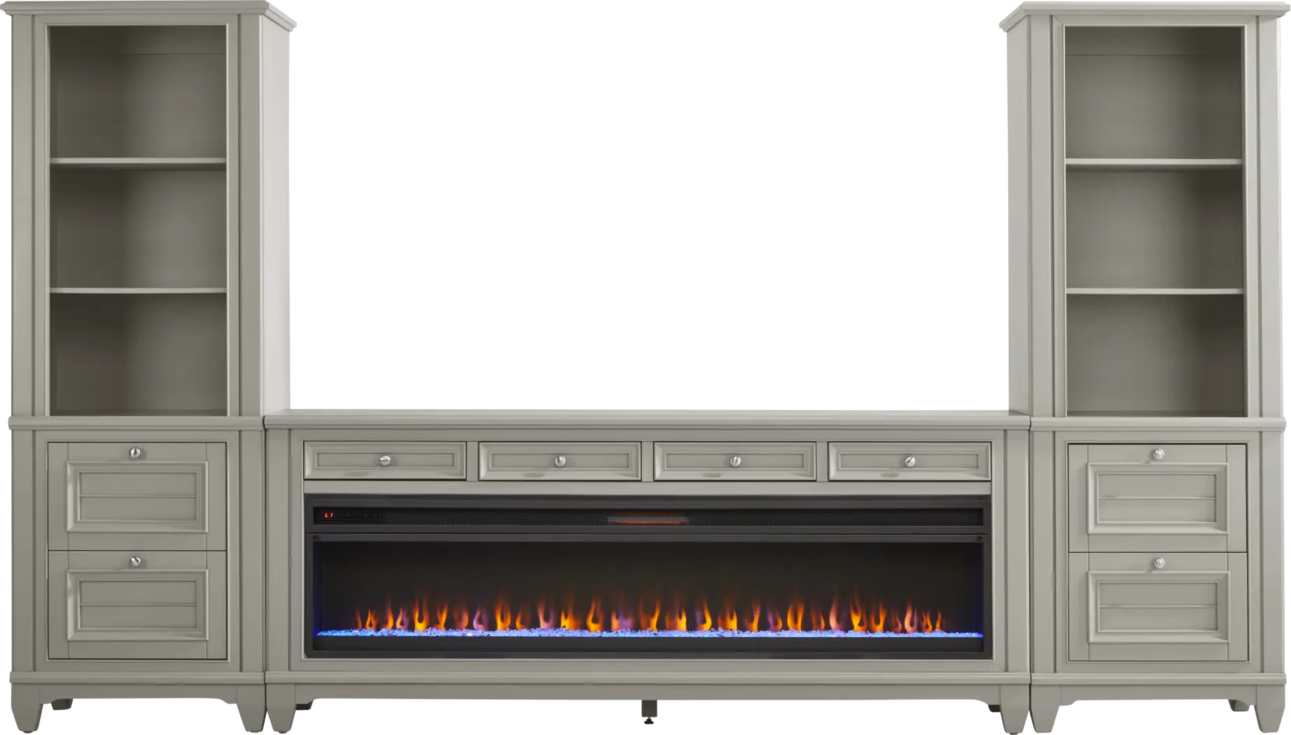 Hilton Head Gray 4 Pc Wall Unit with 80 in. Console and Electric Fireplace - Thumbnail - Image 1