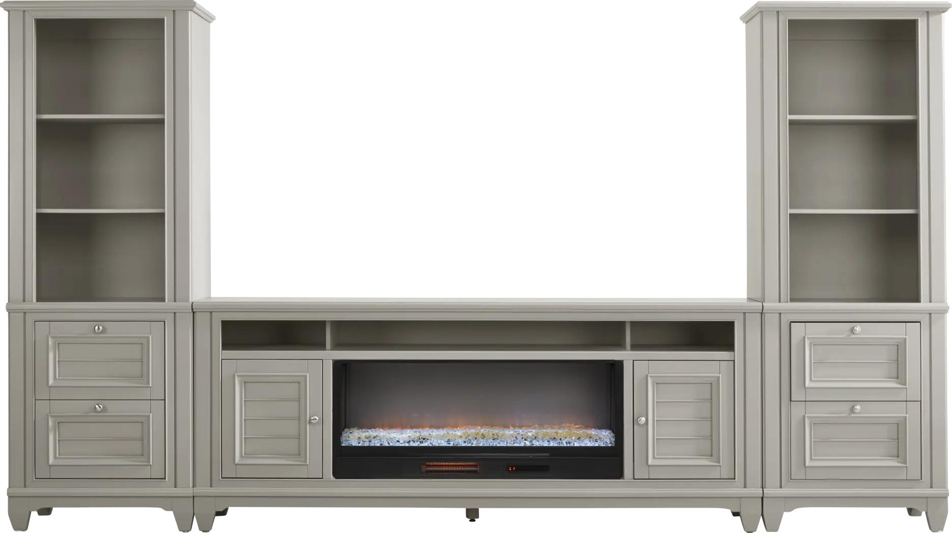 Hilton Head Gray 4 Pc Wall Unit with 82 in. Console and Electric Fireplace - Thumbnail - Image 1