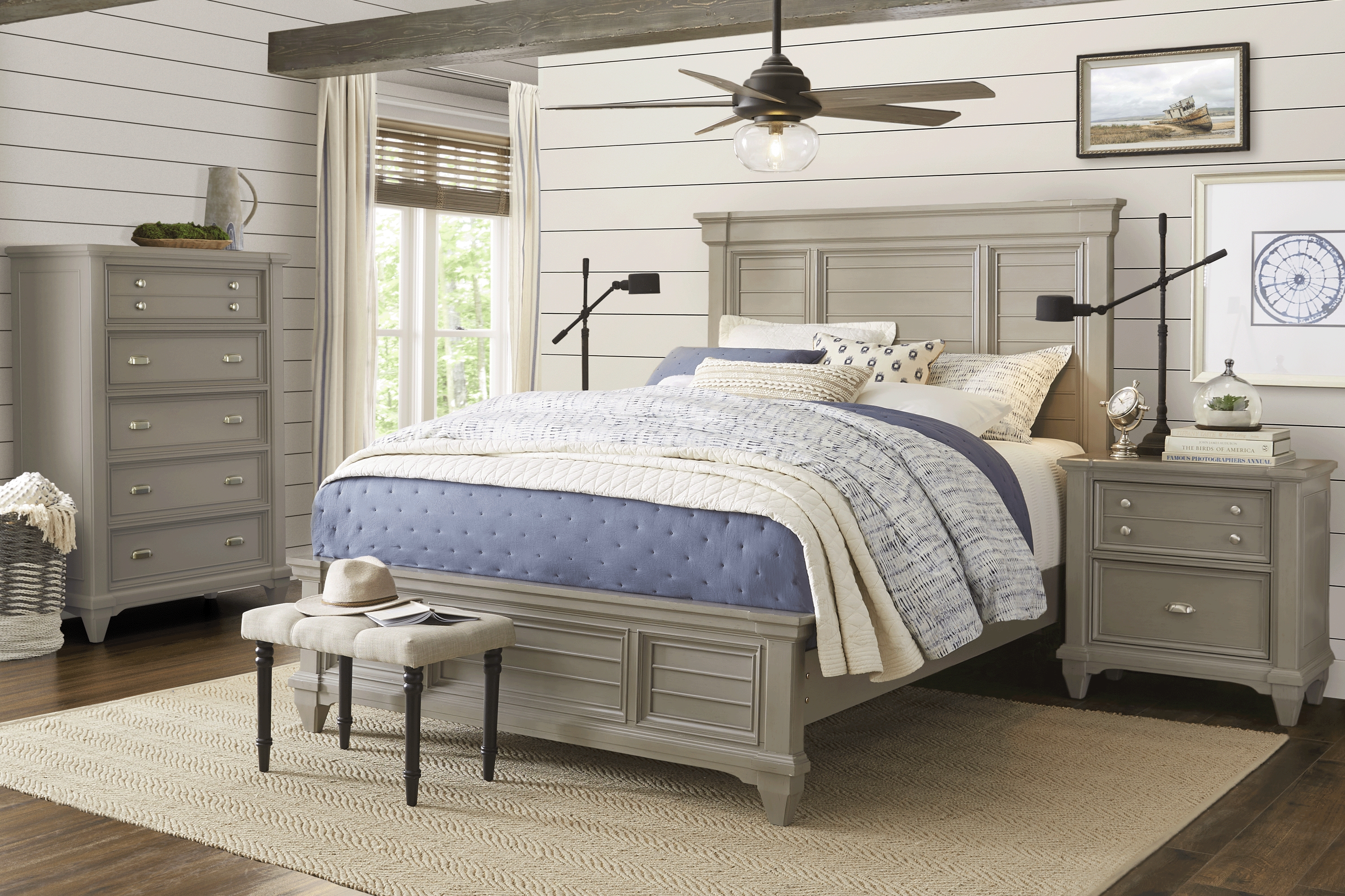 Hilton Head Gray 5 Pc King Panel Bedroom - Thumbnail - Image 1