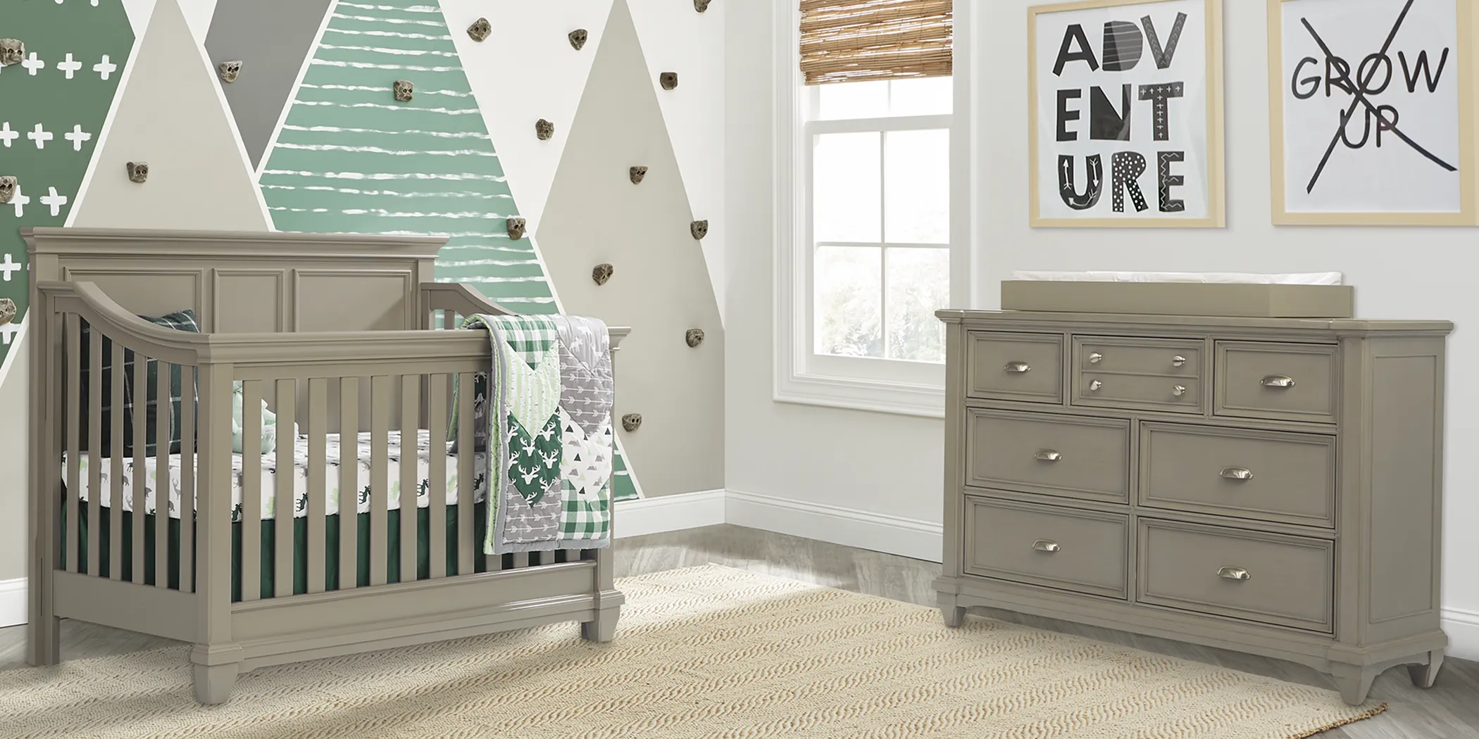 Hilton Head Gray 6 Pc Nursery with Toddler & Conversion Rails - Thumbnail - Image 1
