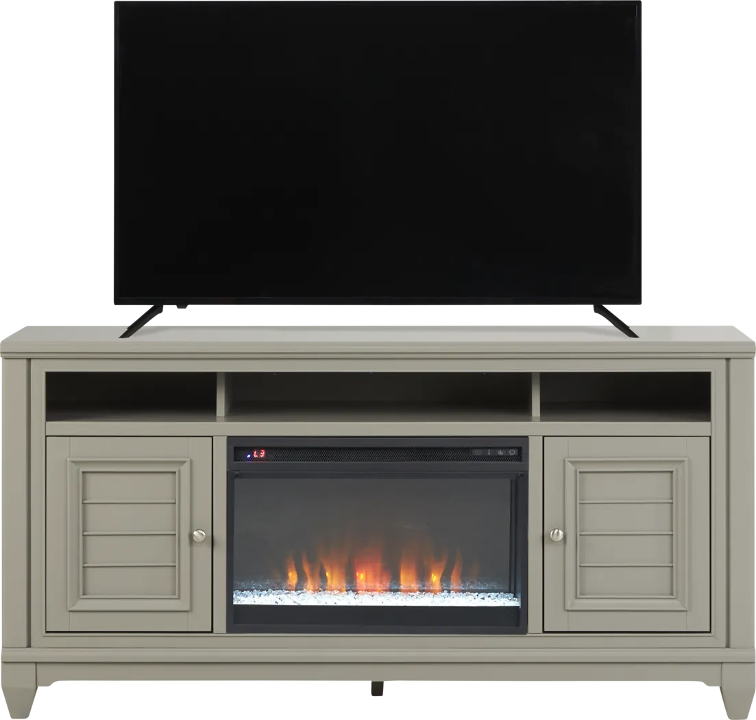 Hilton Head Gray 66 in. Console with Electric Fireplace - Thumbnail - Image 2