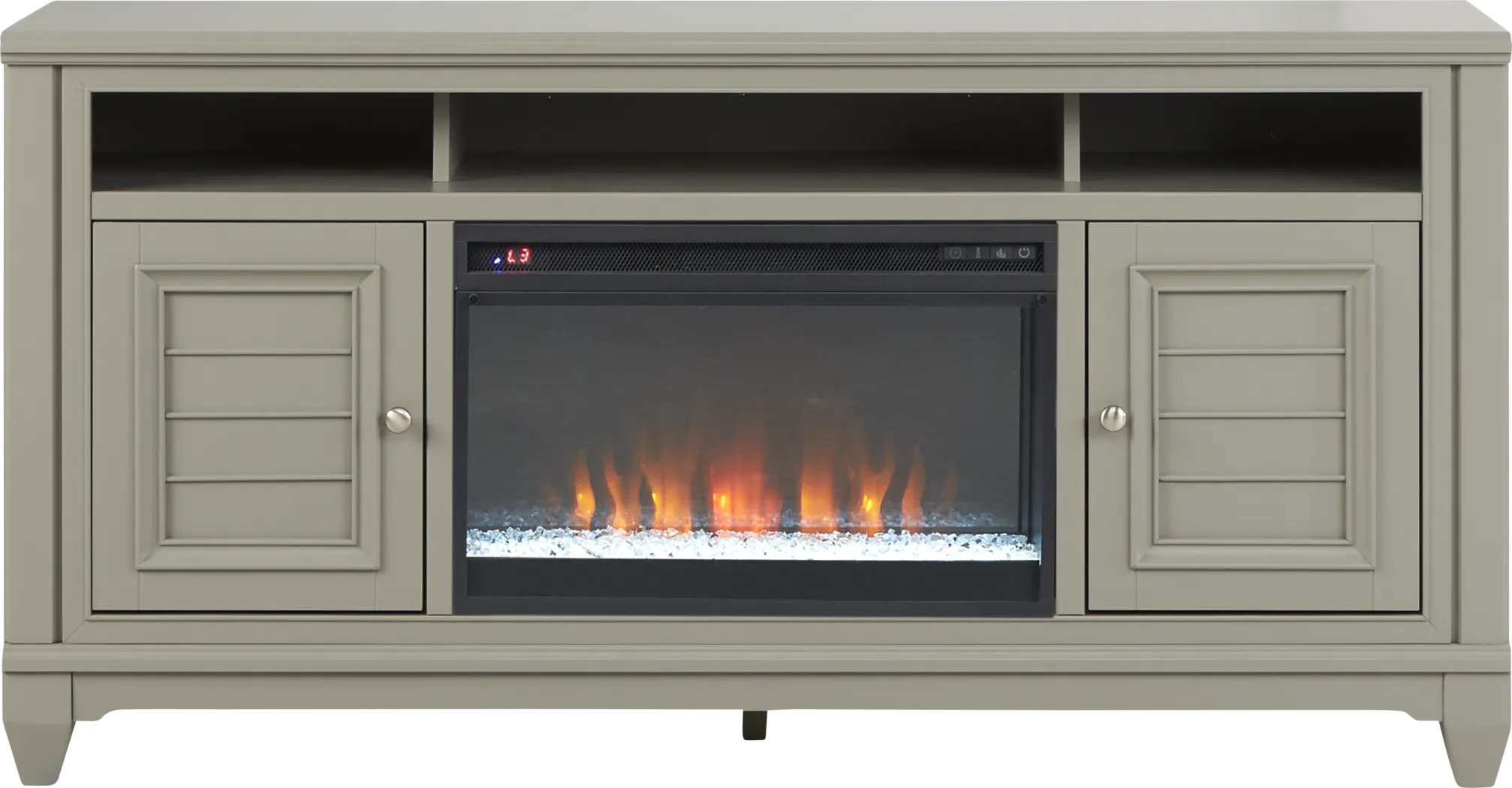 Hilton Head Gray 66 in. Console with Electric Fireplace - Thumbnail - Image 1
