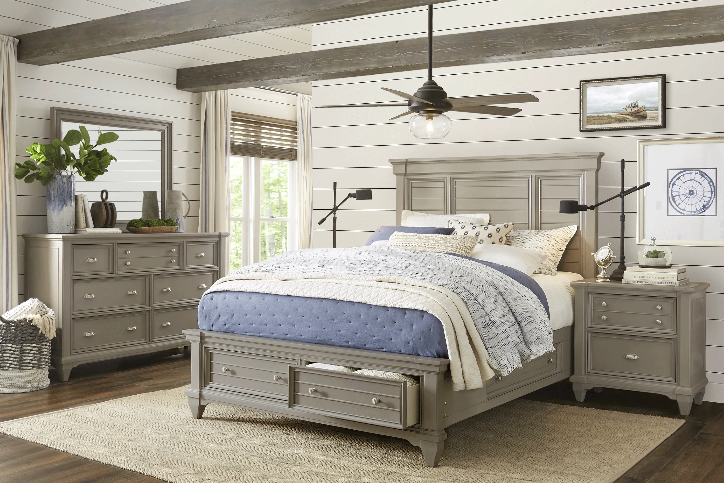 Hilton Head Gray 7 Pc King Storage Bedroom - Thumbnail - Image 1