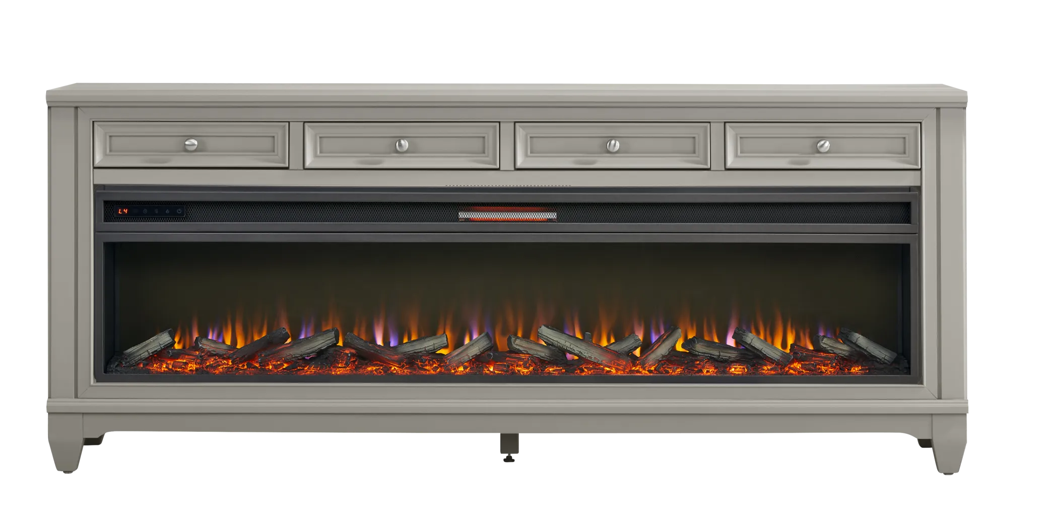 Hilton Head Gray 80 in. Console with Electric Log Fireplace - Thumbnail - Image 1