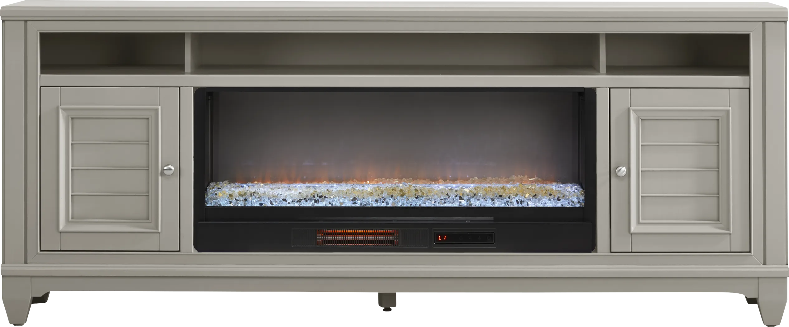 Hilton Head Gray 82 in. Console with Electric Fireplace - Thumbnail - Image 1