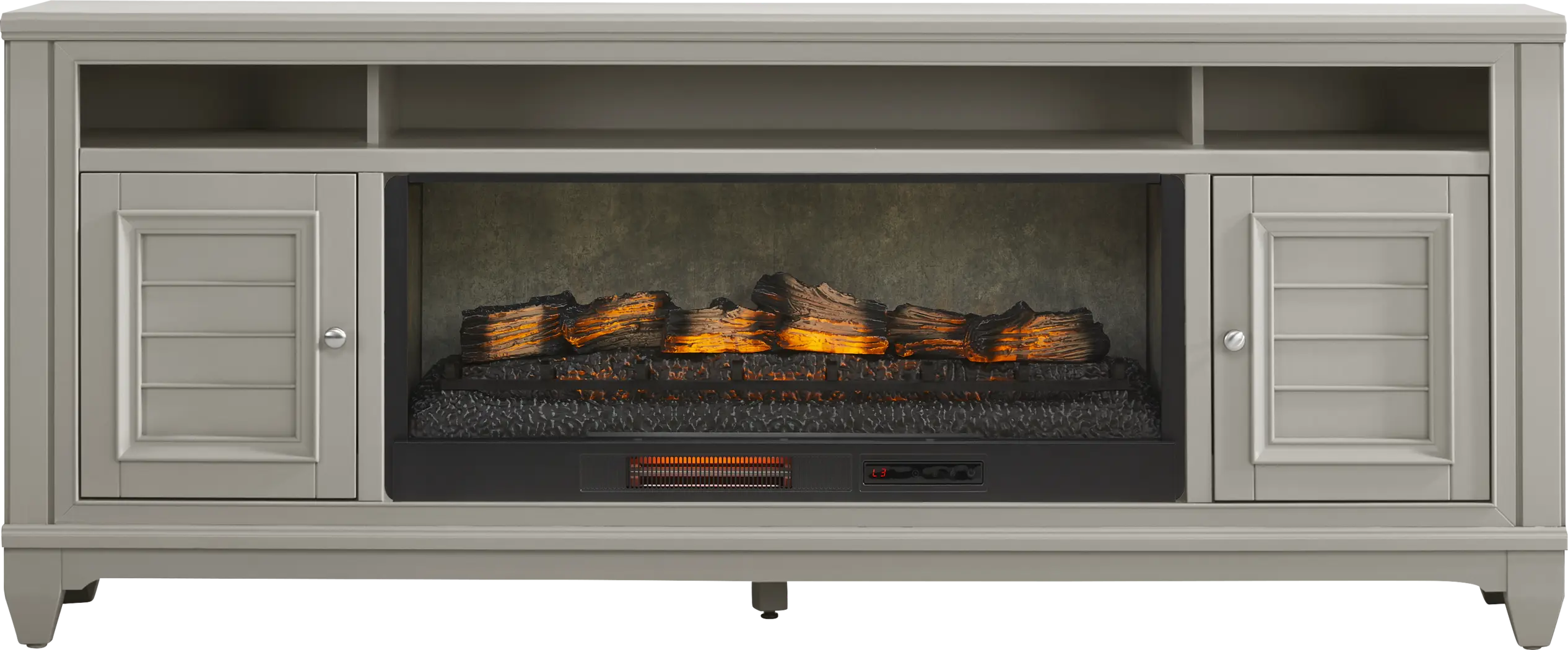 Hilton Head Gray 82 in. Console with Electric Log Fireplace - Thumbnail - Image 1