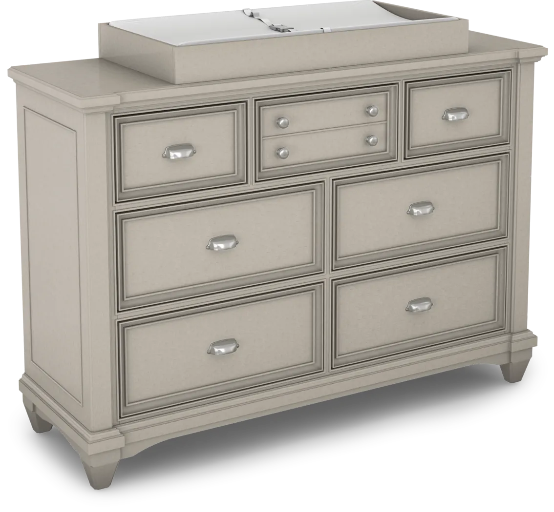 Hilton Head Gray Dresser with Changing Topper and Pad - Thumbnail - Image 1