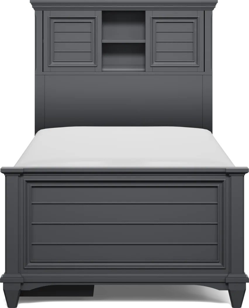 Hilton Head Kids Graphite Twin Bookcase Bed with Storage Side Rail - Thumbnail - Image 2