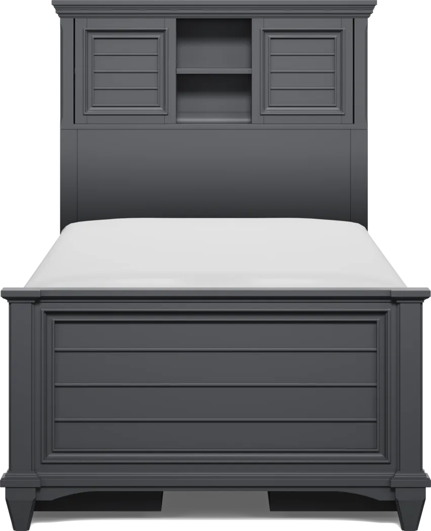 Hilton Head Kids Graphite Twin Bookcase Bed with Storage Side Rails - Thumbnail - Image 2