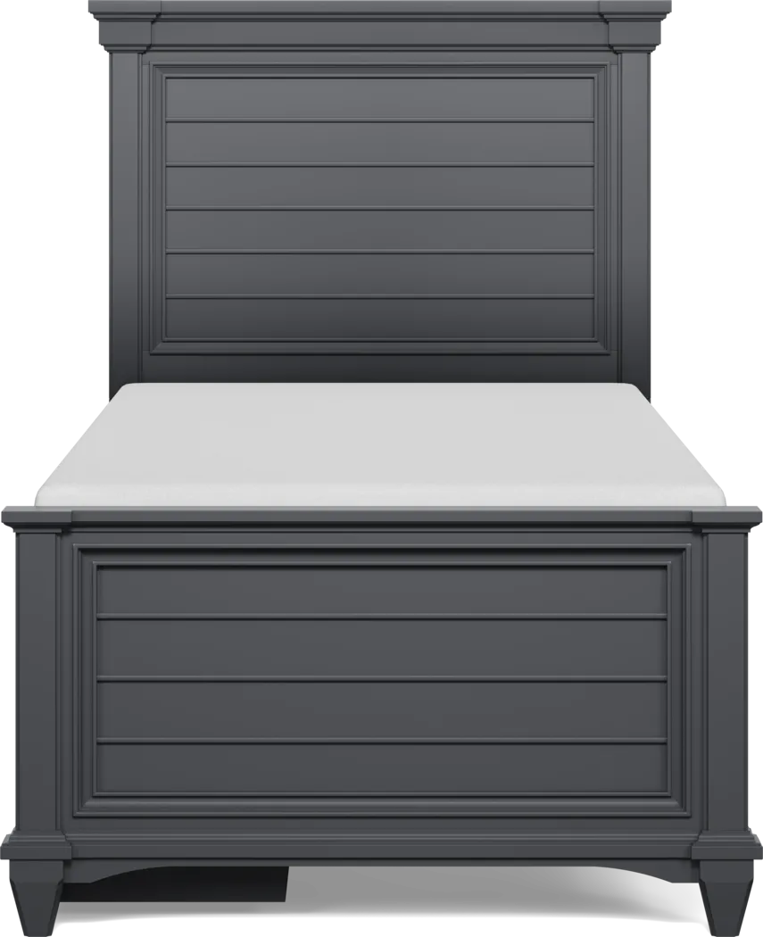 Hilton Head Kids Graphite Twin Panel Bed with Storage Side Rail - Thumbnail - Image 2