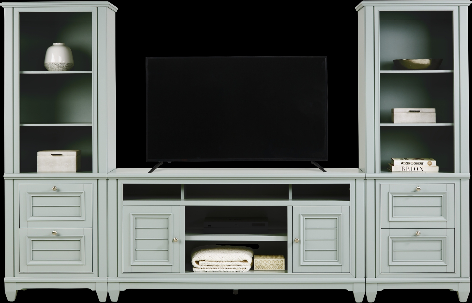 Hilton Head Mint 3 Pc Wall Unit with 66 in. Console - Thumbnail - Image 2