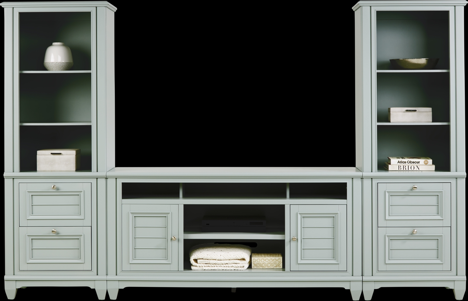 Hilton Head Mint 3 Pc Wall Unit with 66 in. Console - Thumbnail - Image 1
