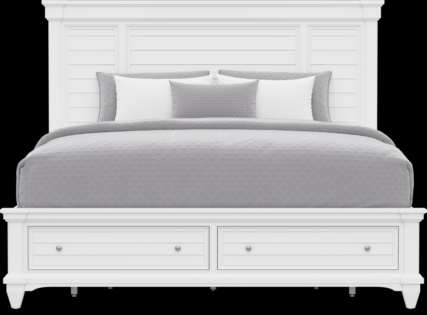 Hilton Head White 3 Pc King Panel Bed with Storage - Thumbnail - Image 3