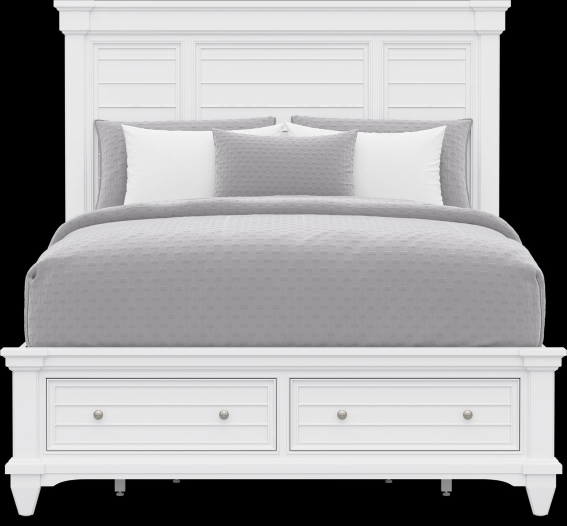 Hilton Head White 3 Pc Queen Panel Bed with Storage - Thumbnail - Image 3