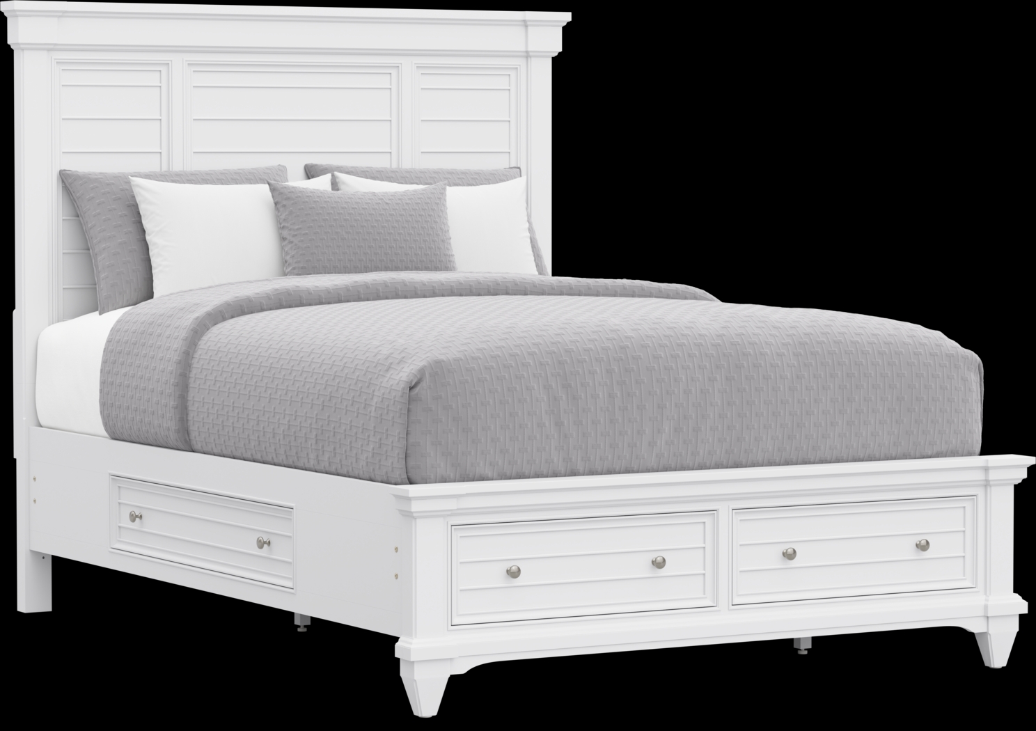 Hilton Head White 3 Pc Queen Panel Bed with Storage - Thumbnail - Image 1