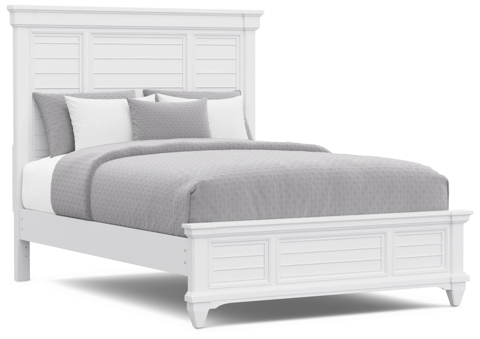 white 3 pc queen panel bed