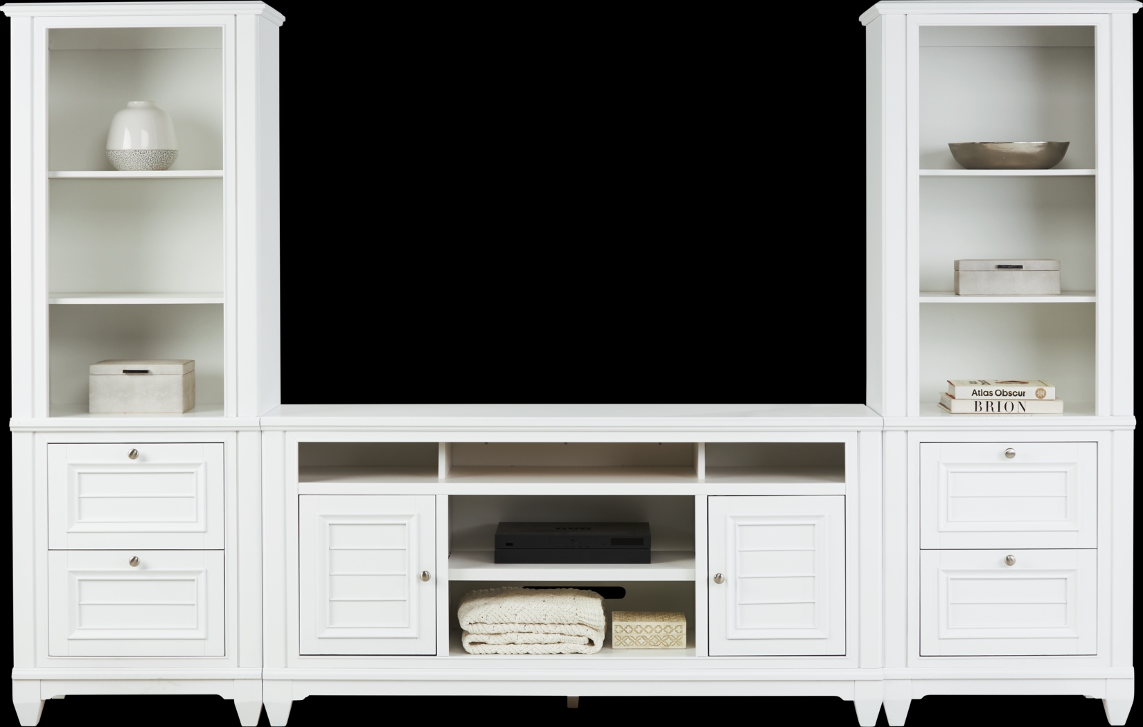 Hilton Head White 3 Pc Wall Unit with 66 in. Console - Thumbnail - Image 1