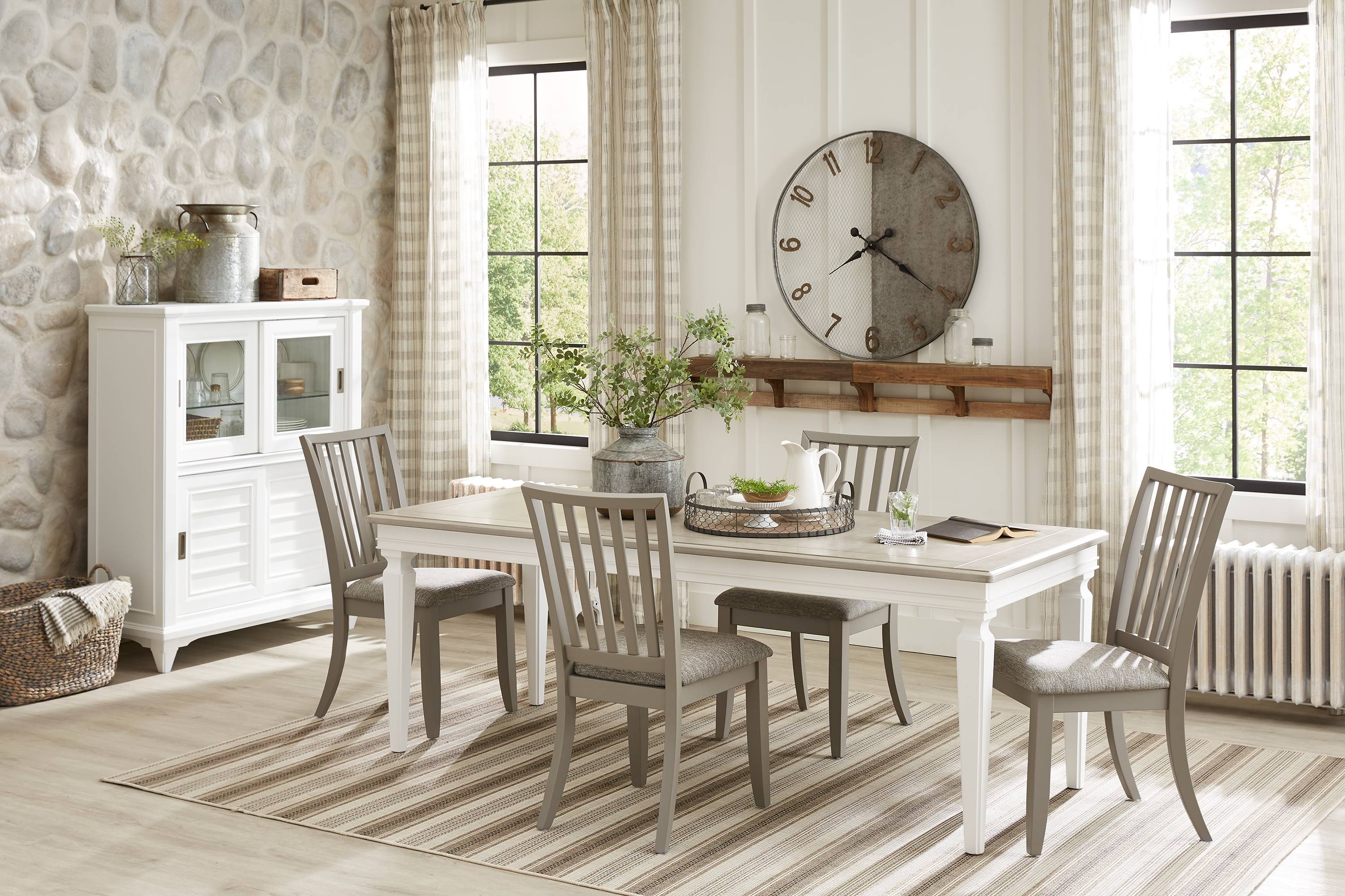 Hilton Head White 5 Pc Dining Room with Gray Side Chairs - Thumbnail - Image 1