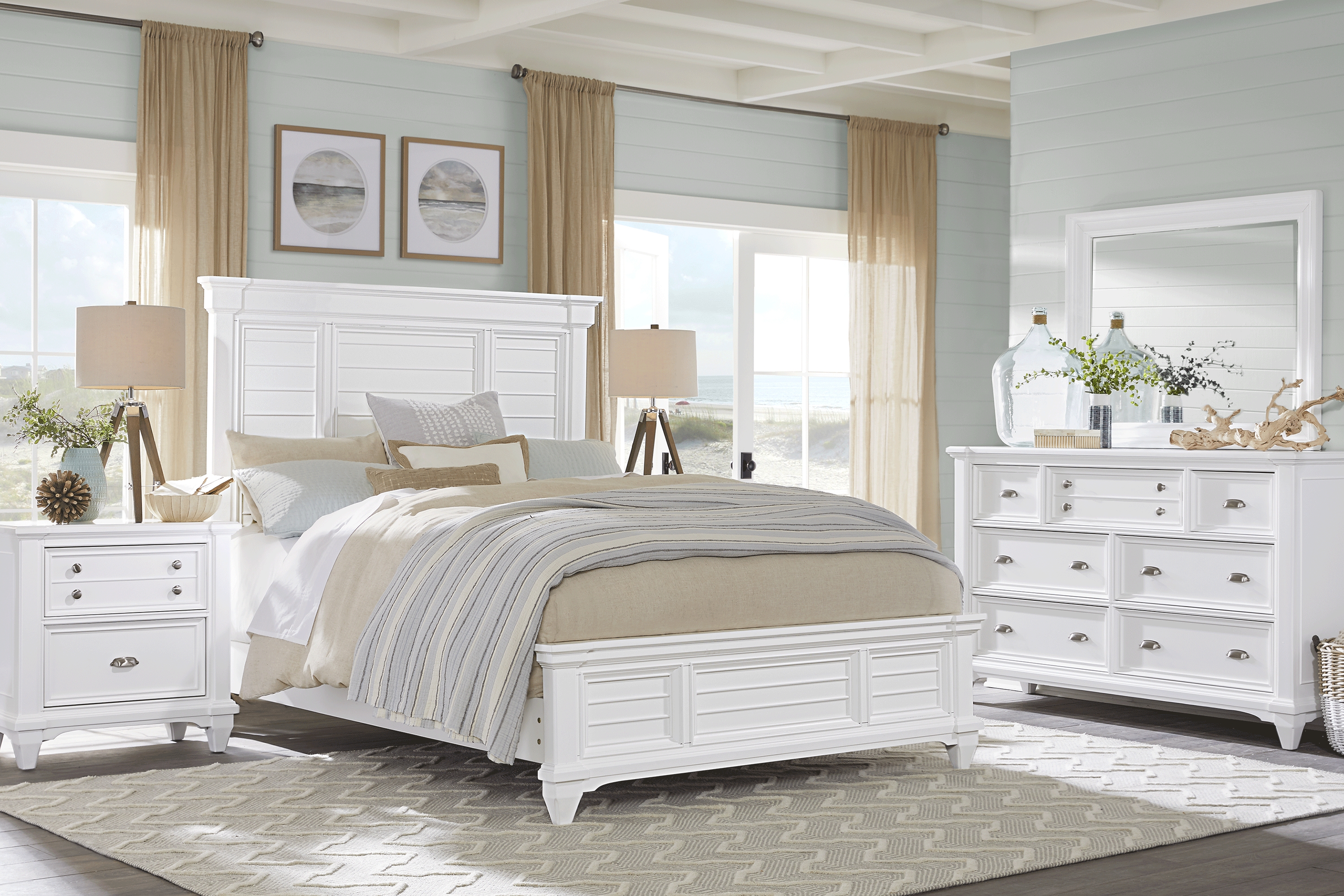 Hilton Head White 5 Pc King Panel Bedroom - Thumbnail - Image 1