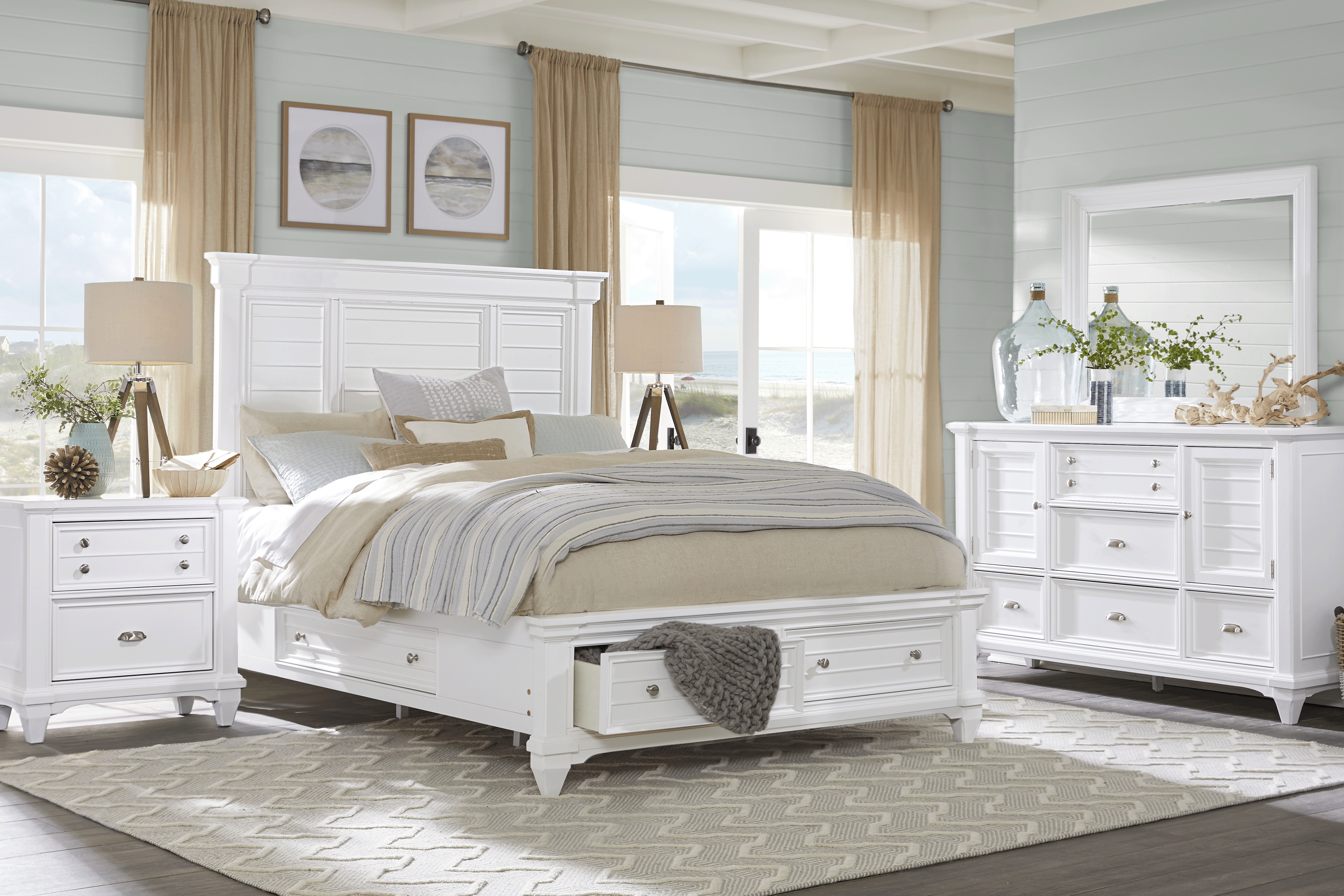 Hilton Head White 5 Pc King Storage Bedroom - Thumbnail - Image 1
