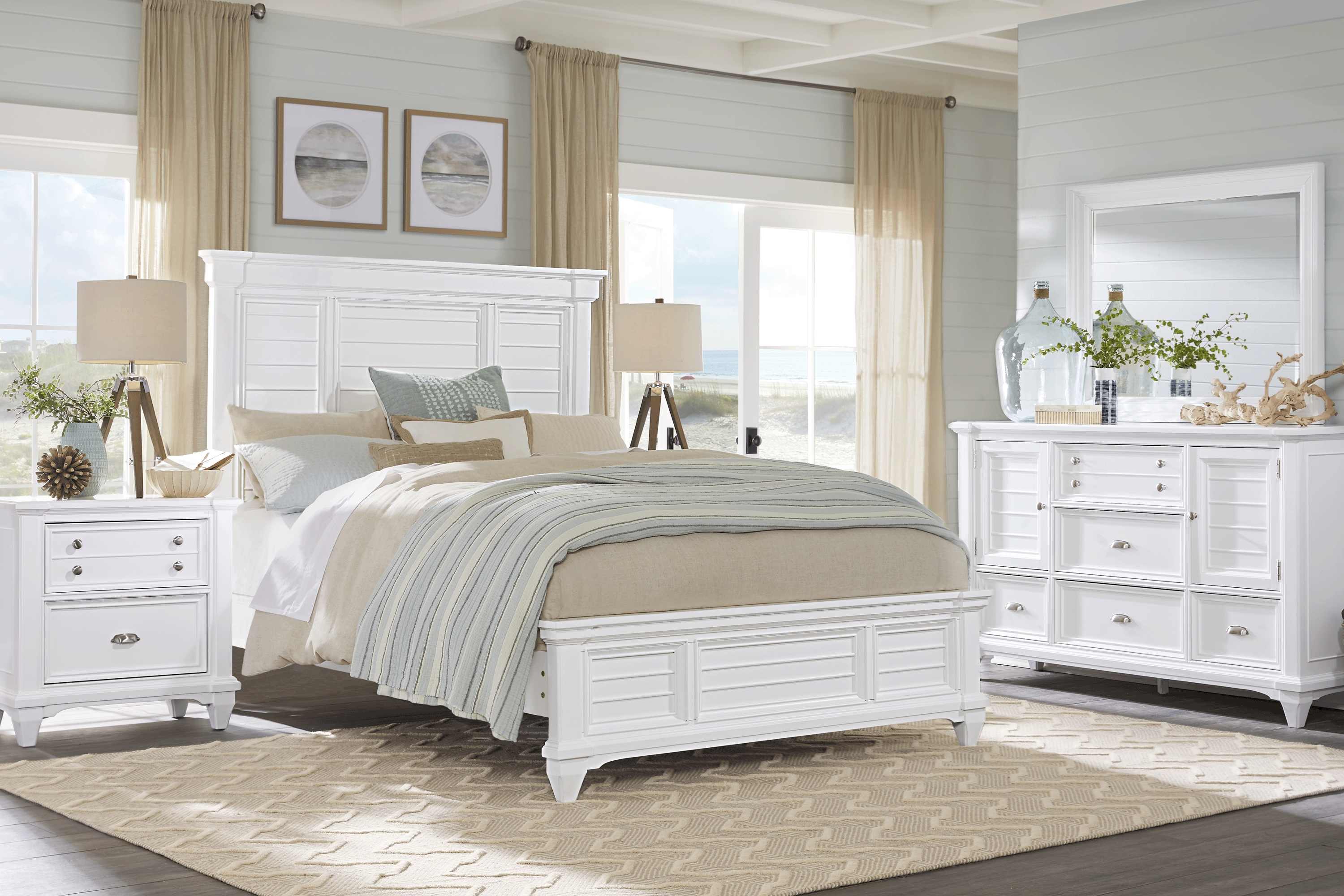 Hilton Head White 5 Pc Queen Panel Bedroom - Thumbnail - Image 1