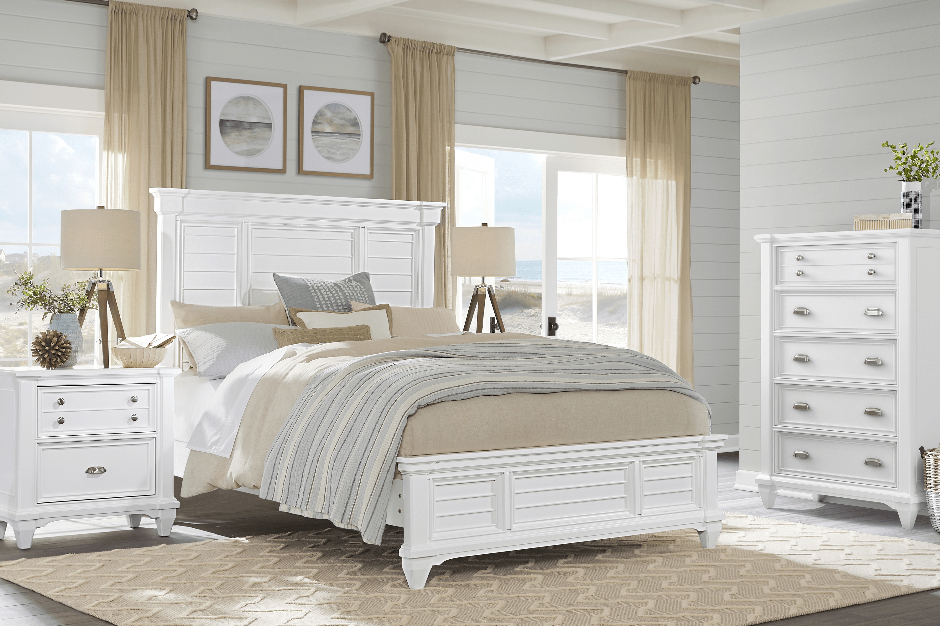 Hilton Head White 5 Pc Queen Panel Bedroom - Thumbnail - Image 1