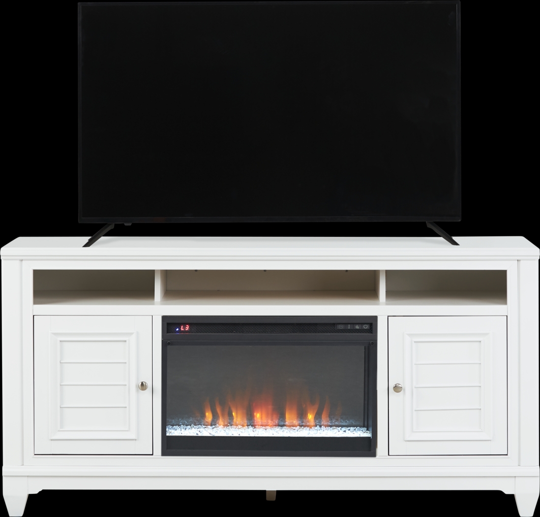 Hilton Head White 66 in. Console with Electric Fireplace - Thumbnail - Image 2