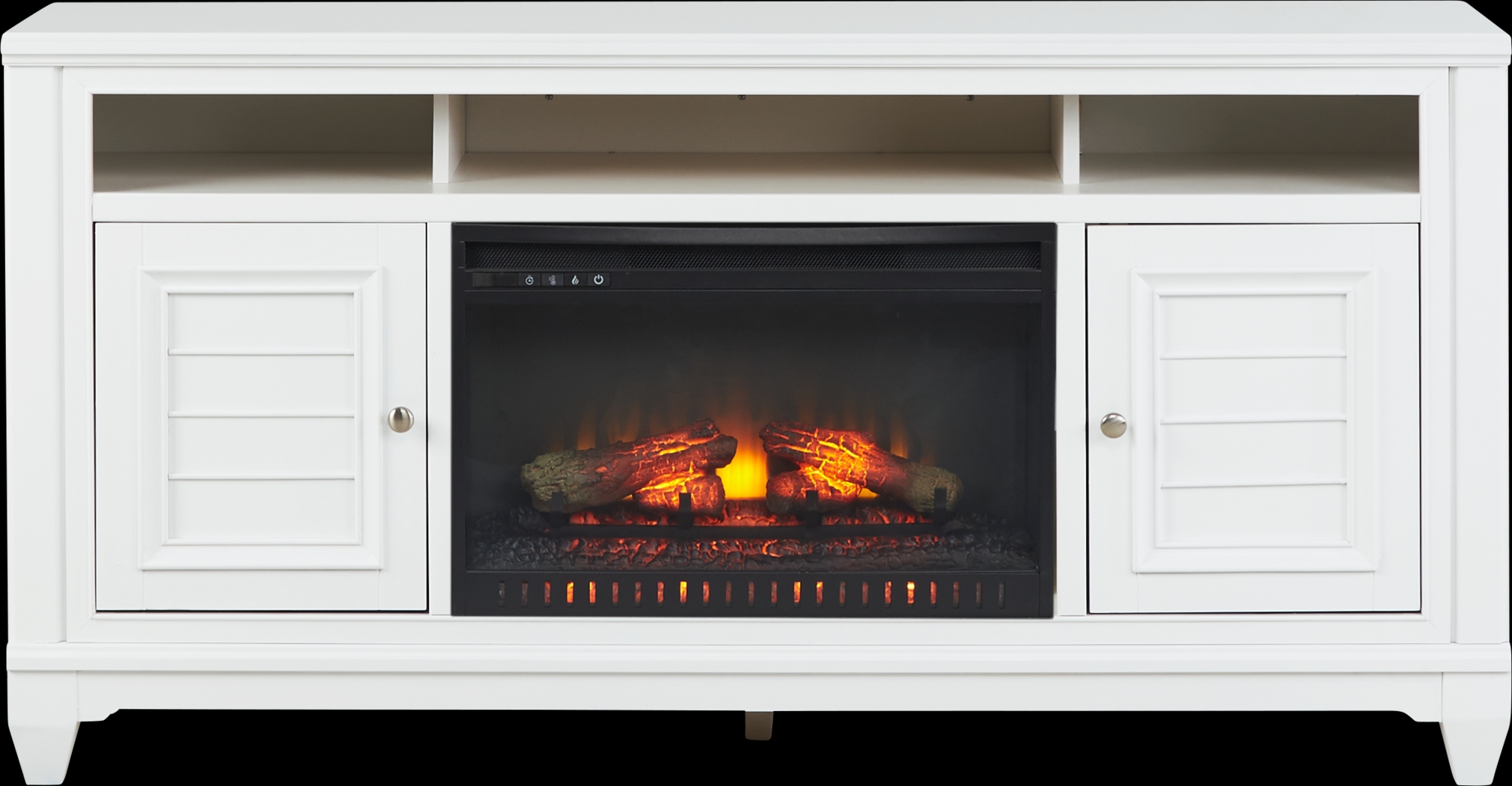 Hilton Head White 66 in. Console with Electric Log Fireplace - Thumbnail - Image 1