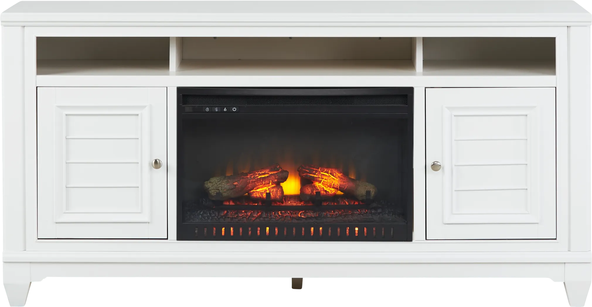 Hilton Head White 66 in. Console with Electric Log Fireplace - Thumbnail - Image 1
