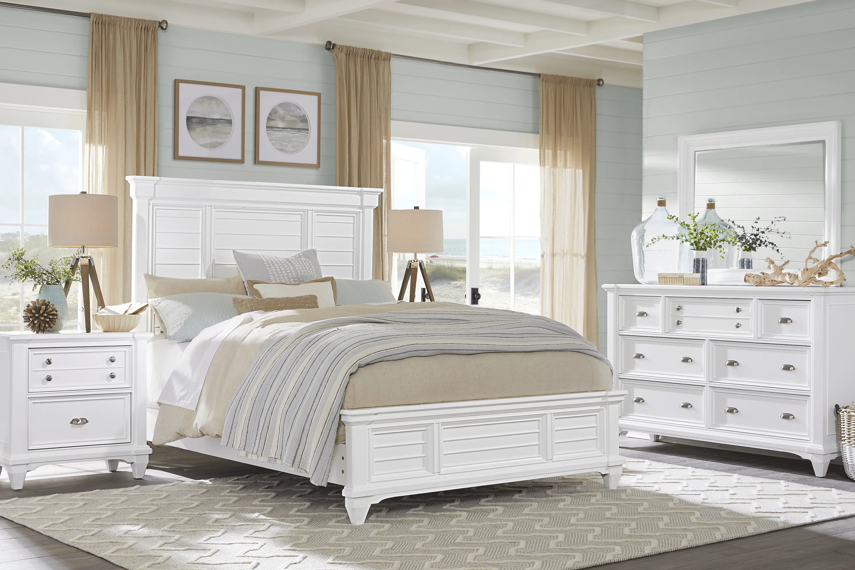 Hilton Head White 7 Pc King Panel Bedroom - Thumbnail - Image 1