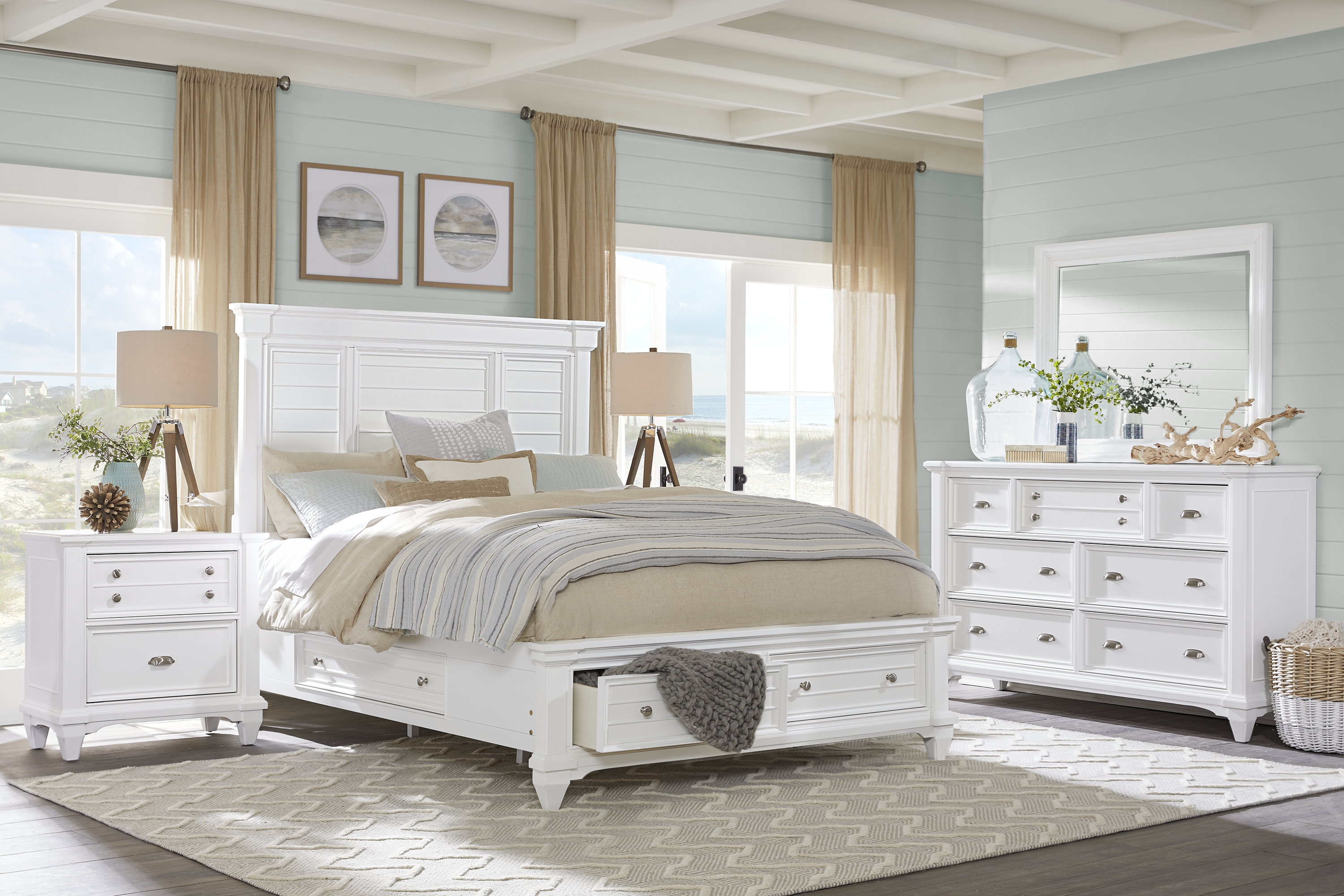 Hilton Head White 7 Pc Queen Storage Bedroom - Thumbnail - Image 1