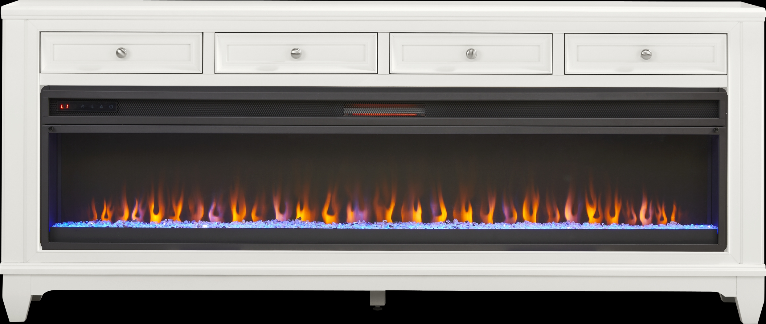 Hilton Head White 80 in. Console with Electric Fireplace - Thumbnail - Image 1