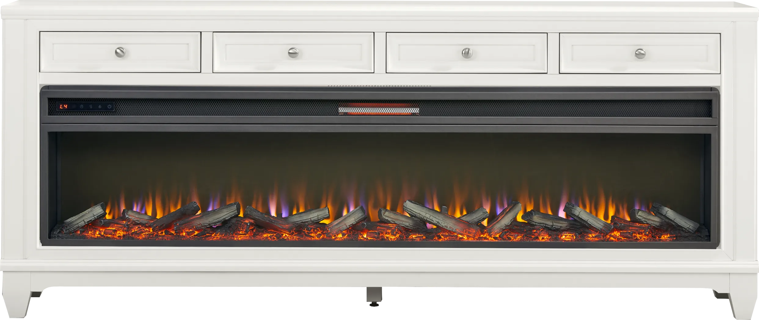 Hilton Head White 80 in. Console with Electric Log Fireplace - Thumbnail - Image 1