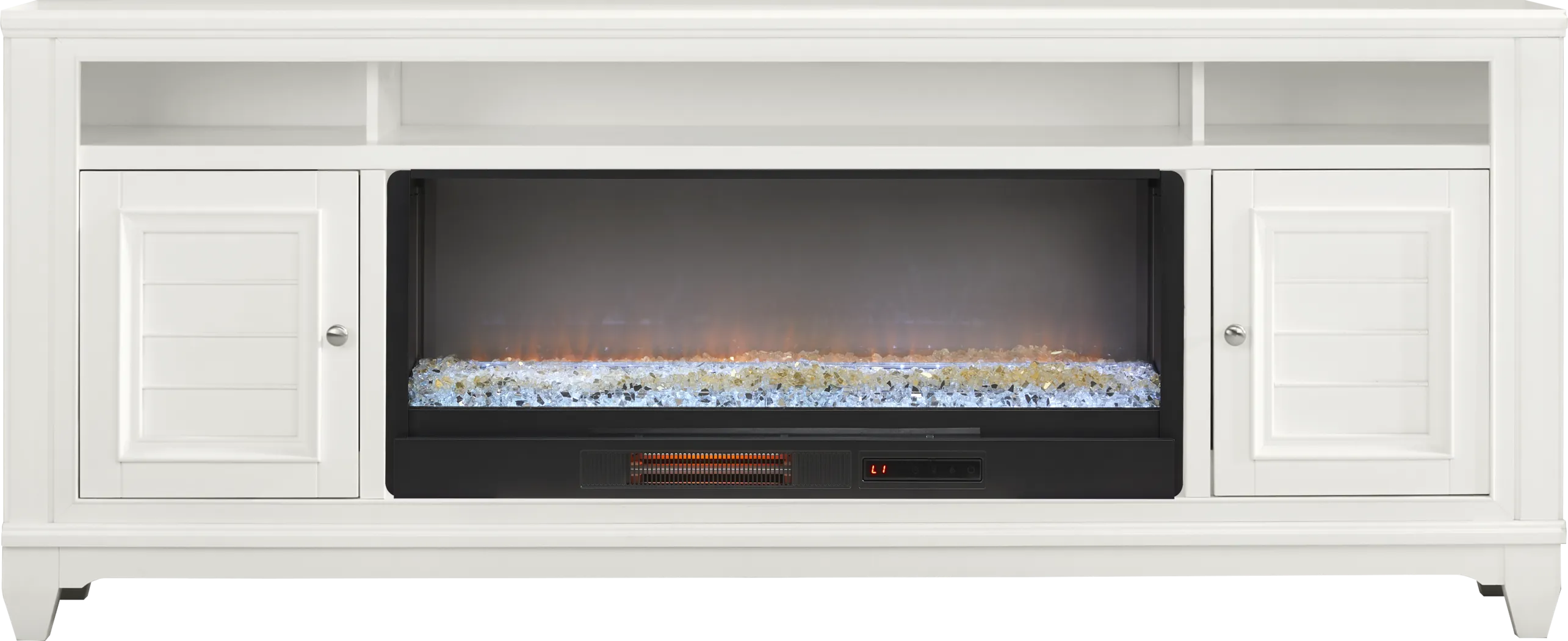 Hilton Head White 82 in. Console with Electric Fireplace - Thumbnail - Image 1