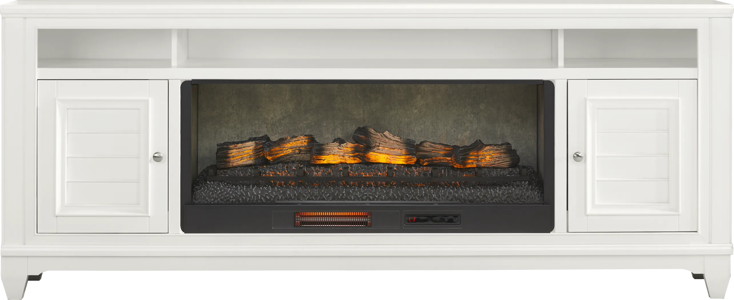 Hilton Head White 82 in. Console with Electric Log Fireplace - Thumbnail - Image 1