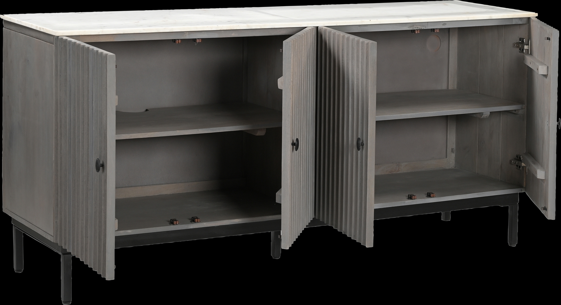 Hilyave Gray 4 Door Credenza - Thumbnail - Image 3
