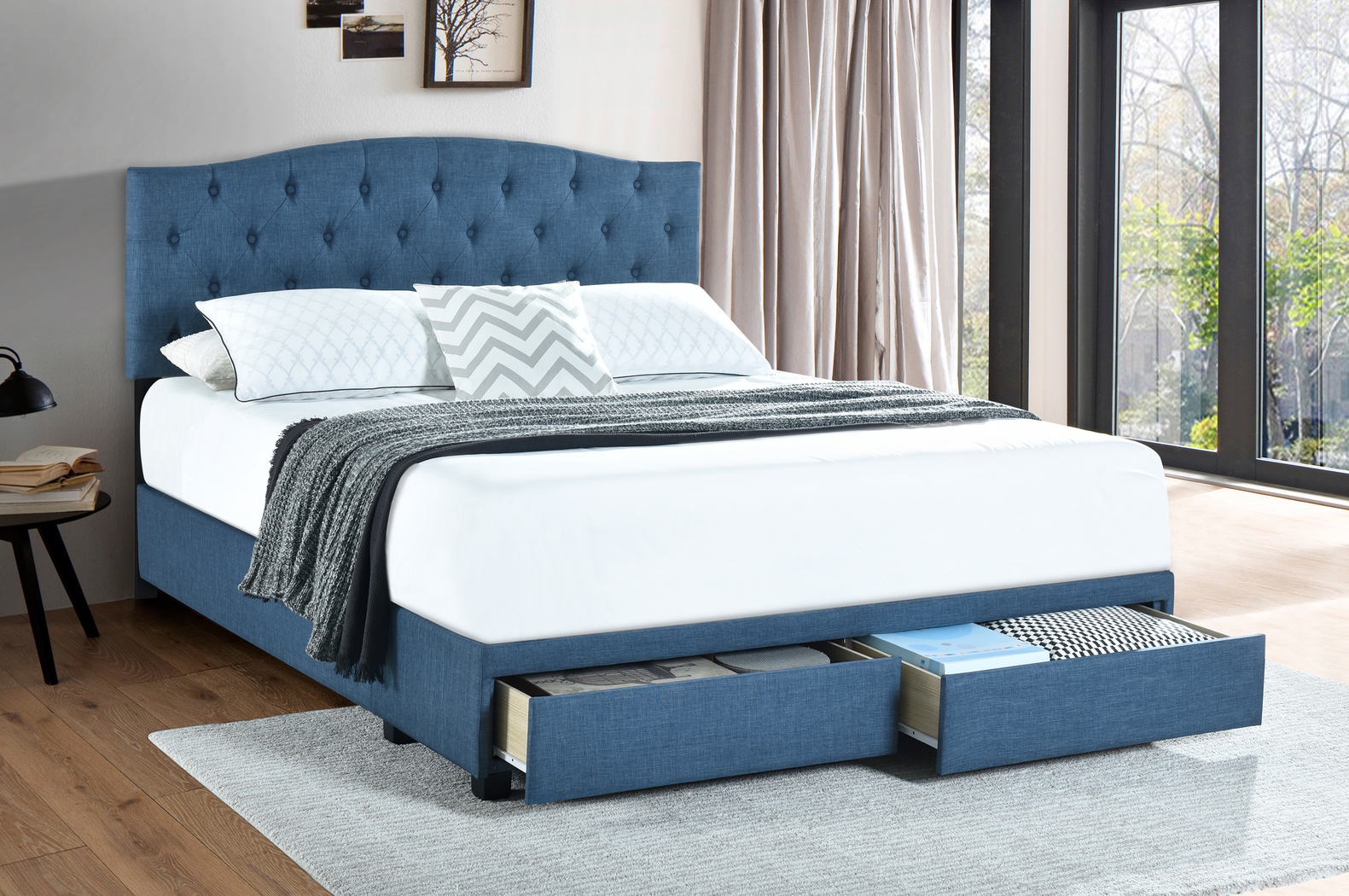 Hinesville Blue Queen Bed - Thumbnail - Image 8