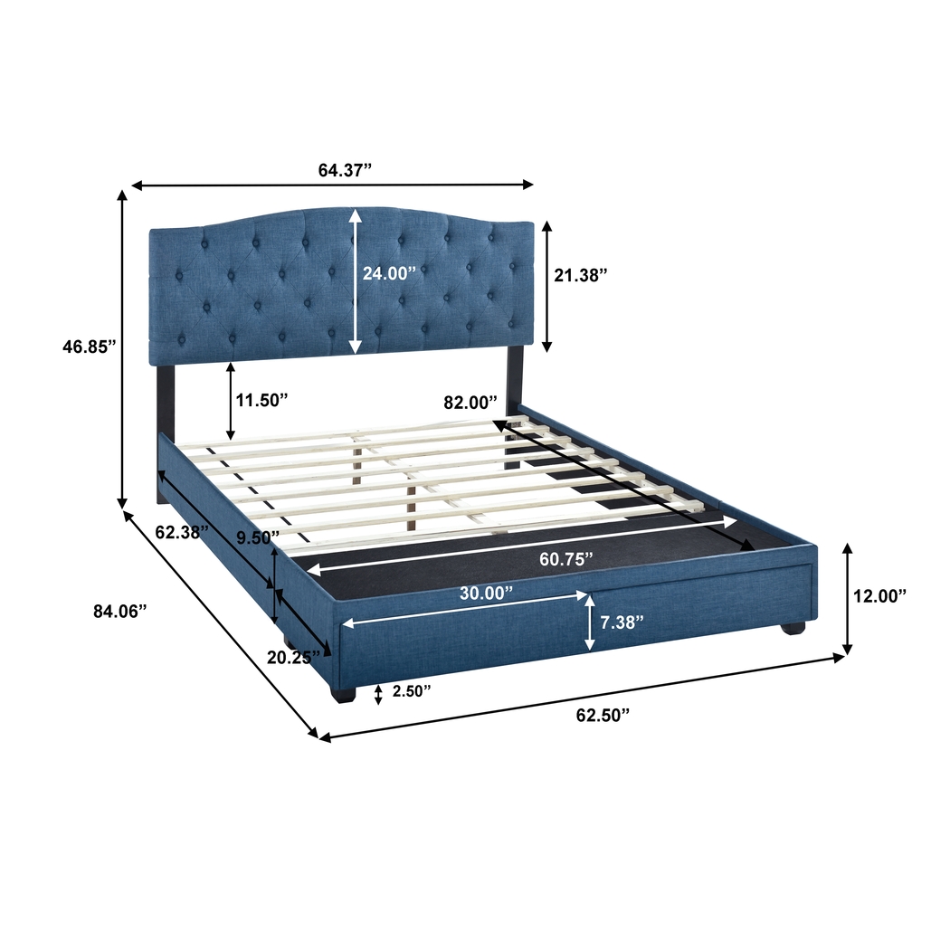 Hinesville Blue Queen Bed - Thumbnail - Image 9