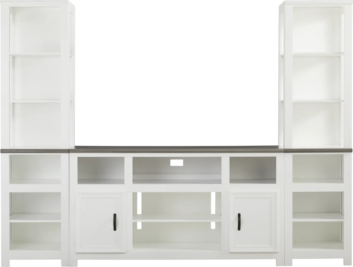 Hollow Ridge White 3 Pc Wall Unit with 63 in. Console - Thumbnail - Image 1