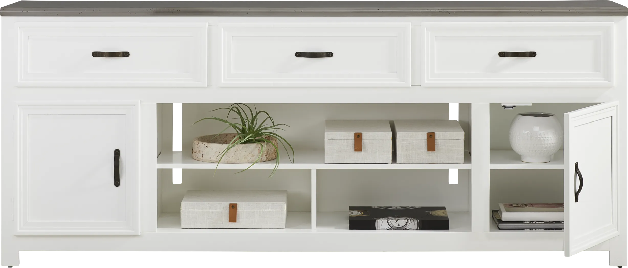 Hollow Ridge White 84 in. Console - Thumbnail - Image 2