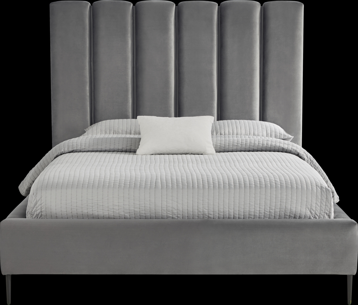 Holloway Light Gray 3 Pc Queen Platform Bed - Thumbnail - Image 1