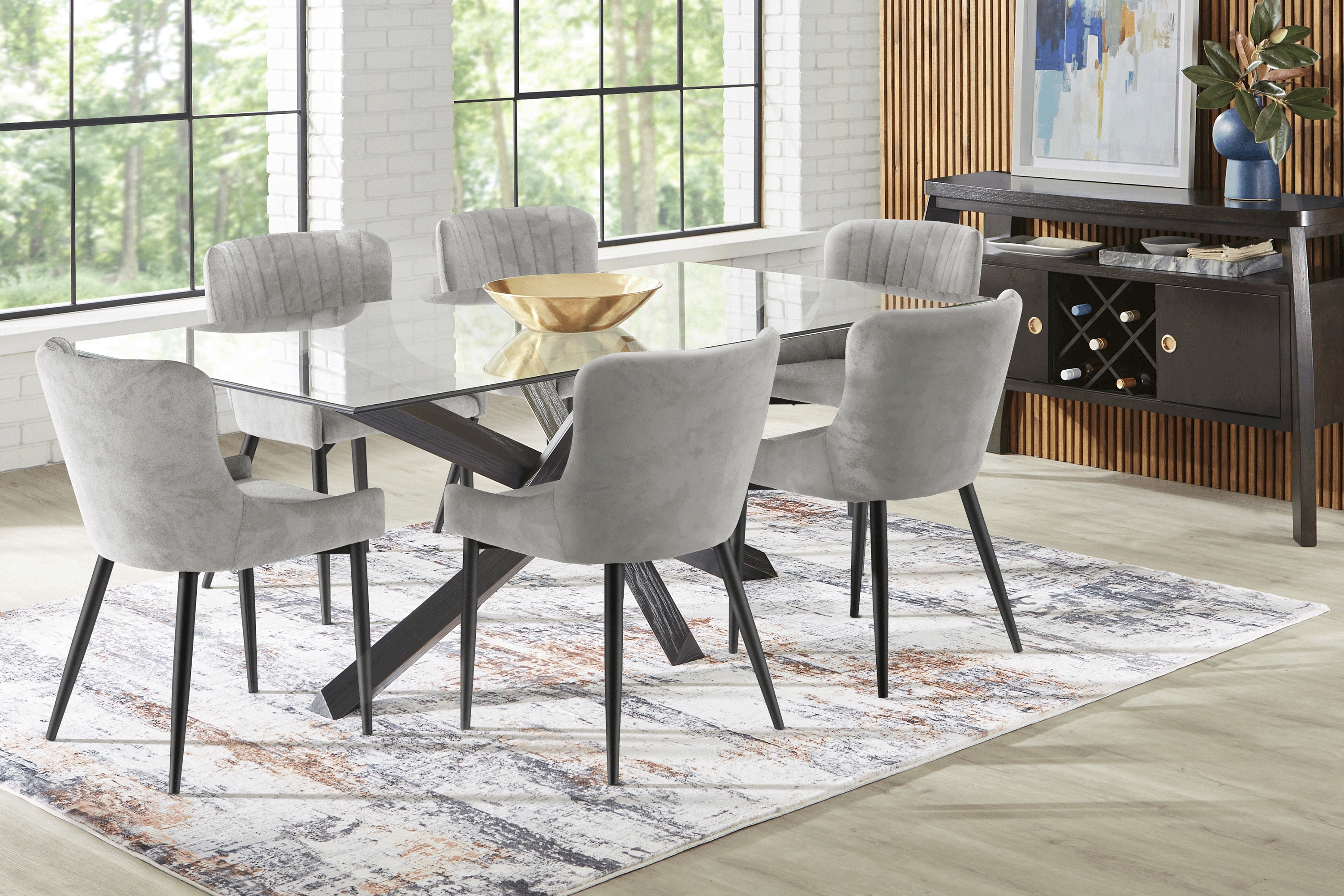 Hollybrooke Black 5 Pc Dining Room with Gray Chairs - Thumbnail - Image 1