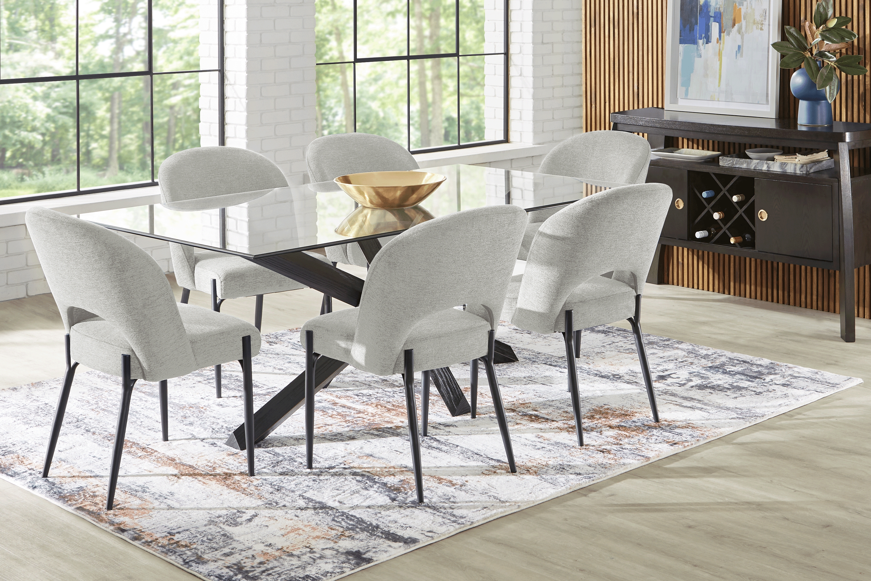 Hollybrooke Black 5 Pc Dining Room with Light Gray Chairs - Thumbnail - Image 1
